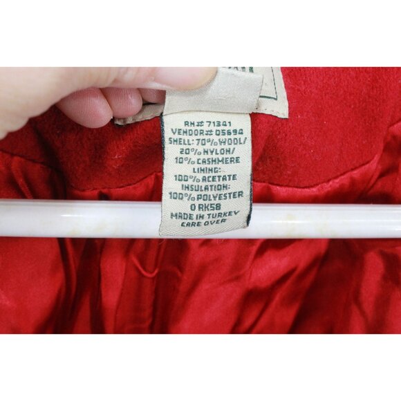 LL Bean Red Wool Blend Lined Trench Coat Blazer Jacket Size 18 - Picture 8 of 11